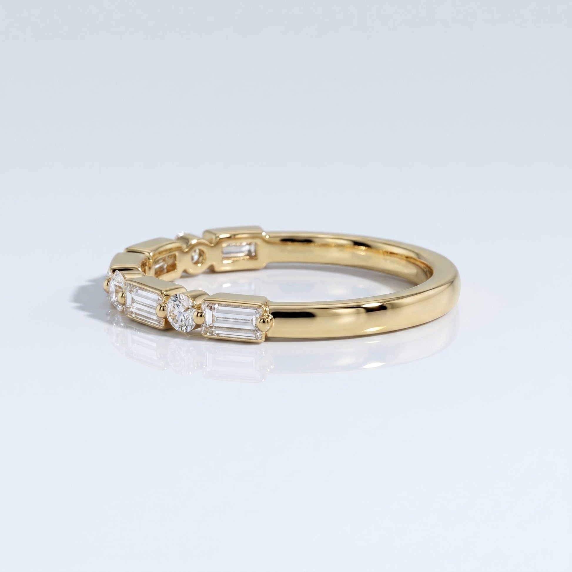 0.2 TCW Round Diamond Half Eternity DEF/VVS Lab Grown Wedding Band