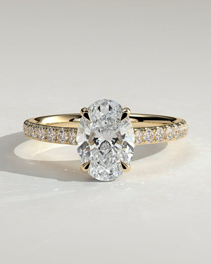 Round Halo, Pave & Split Shank Engagement Ring – 1.93 CT Lab Grown Diamond