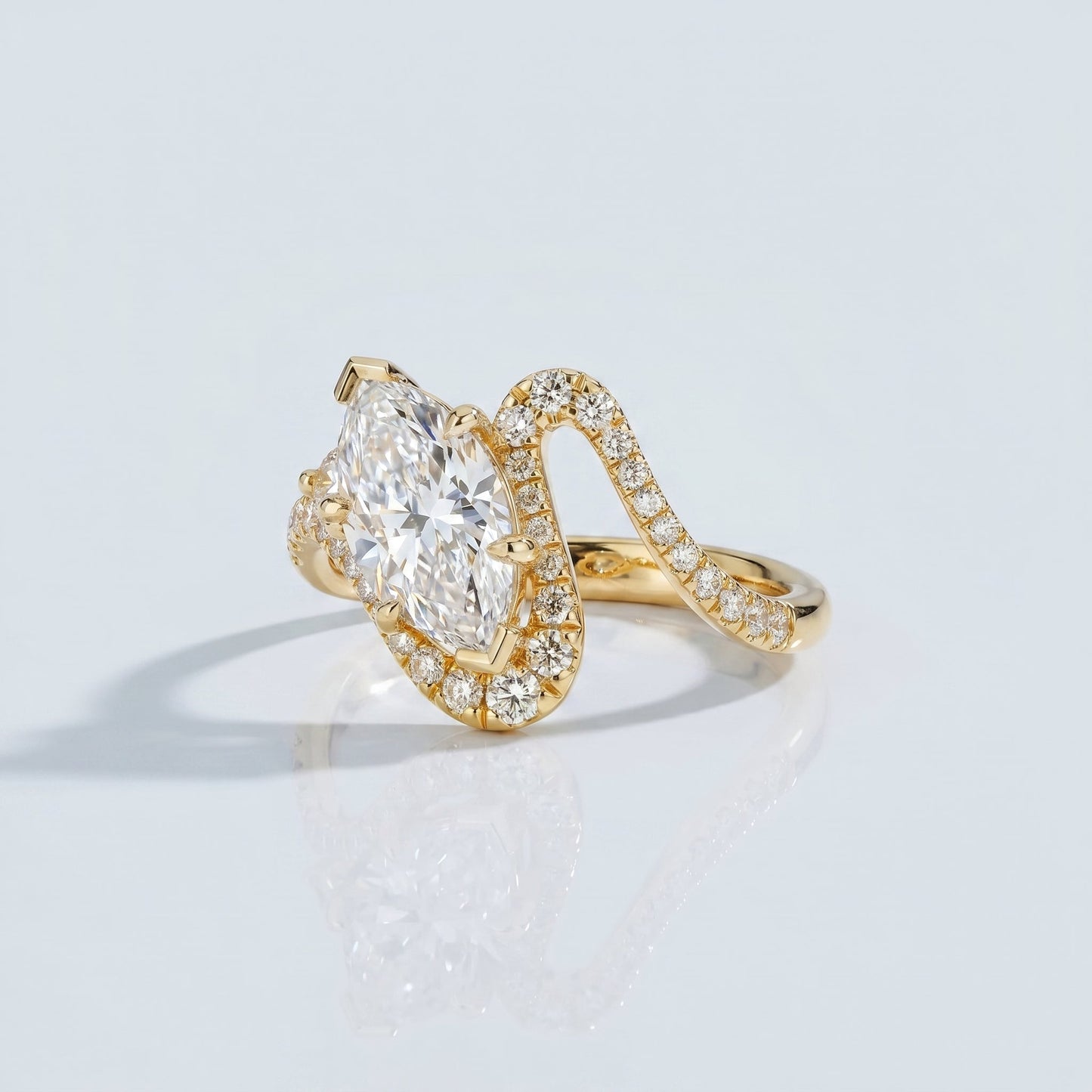 Marquise Swirl Solitaire Engagement Ring – 1 CT Lab Grown Diamond