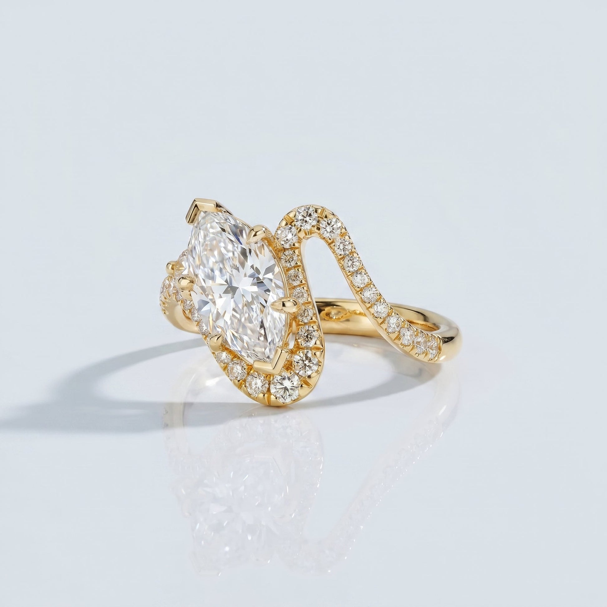 Marquise Swirl Solitaire Engagement Ring – 1 CT Lab Grown Diamond