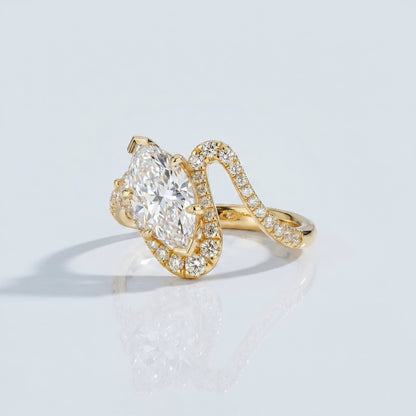 Marquise Swirl Solitaire Engagement Ring – 1 CT Lab Grown Diamond