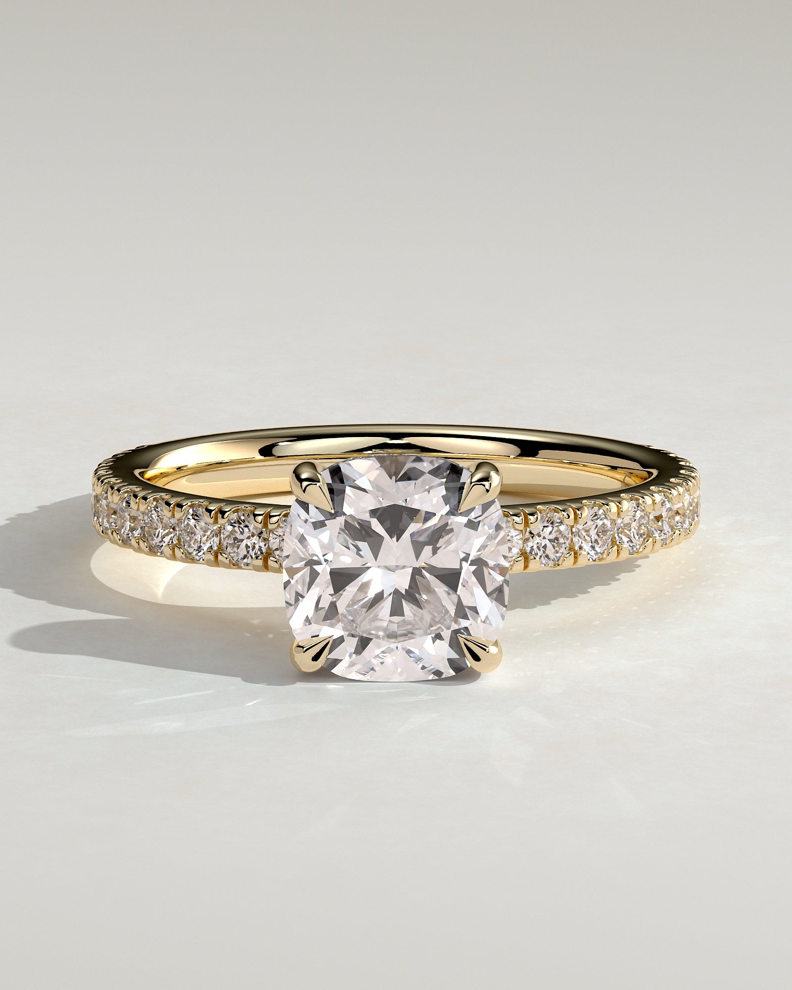 Round Halo, Pave & Split Shank Engagement Ring – 1.93 CT Lab Grown Diamond