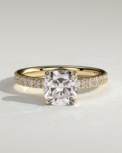 Round Halo, Pave & Split Shank Engagement Ring – 1.93 CT Lab Grown Diamond
