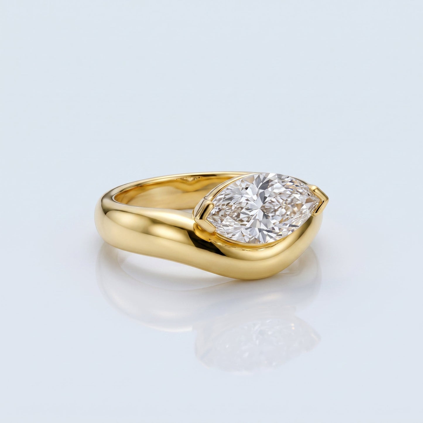 Marquise Swirl Solitaire Engagement Ring – 1 CT Lab Grown Diamond