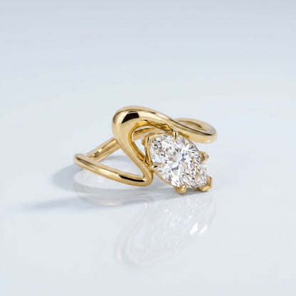 Marquise Swirl Solitaire Engagement Ring – 1 CT Lab Grown Diamond