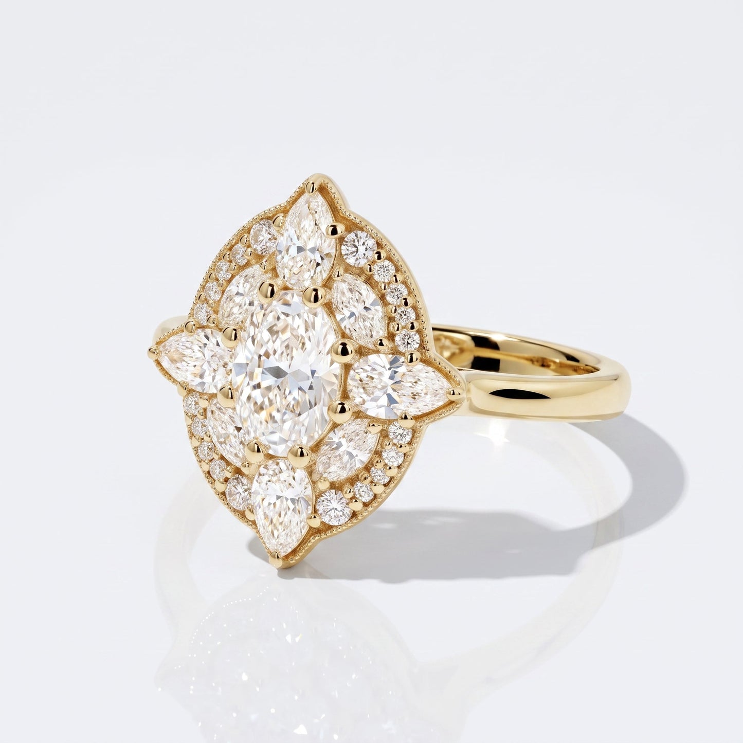 Marquise Swirl Solitaire Engagement Ring – 1 CT Lab Grown Diamond