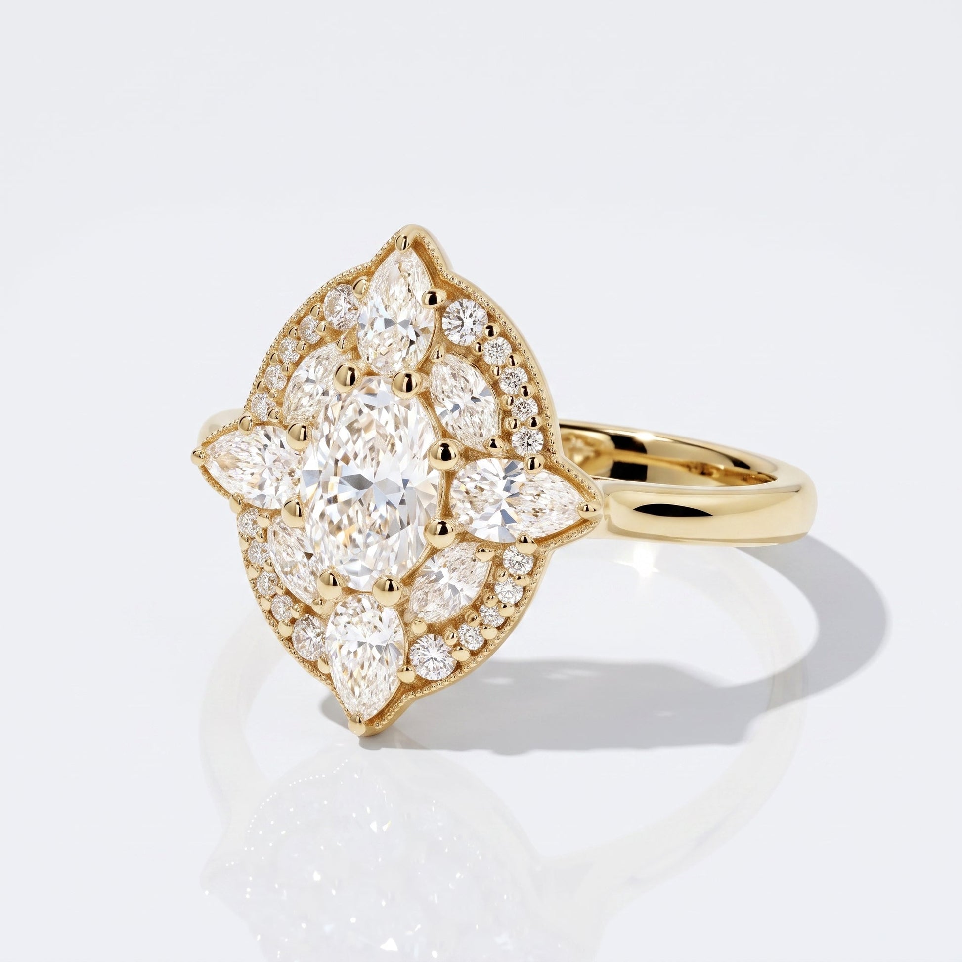 Marquise Swirl Solitaire Engagement Ring – 1 CT Lab Grown Diamond