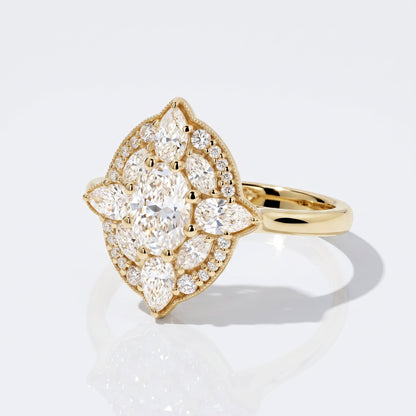 Marquise Swirl Solitaire Engagement Ring – 1 CT Lab Grown Diamond