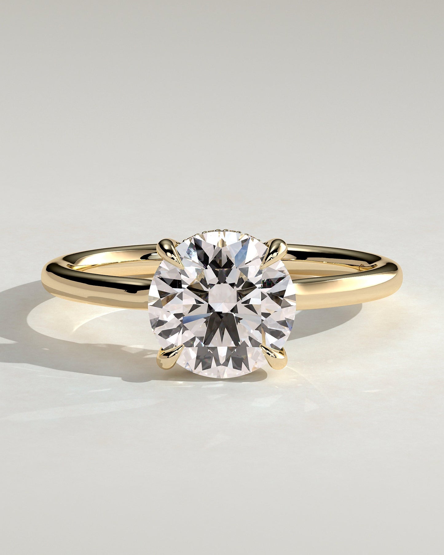 Round Halo, Pave & Split Shank Engagement Ring – 1.93 CT Lab Grown Diamond
