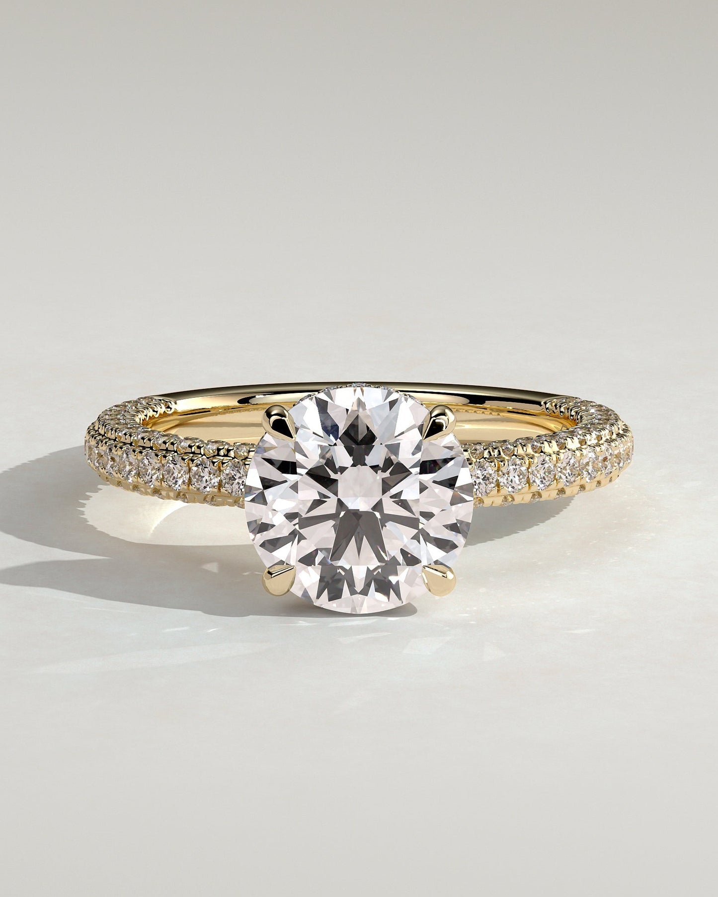 Round Halo, Pave & Split Shank Engagement Ring – 1.93 CT Lab Grown Diamond