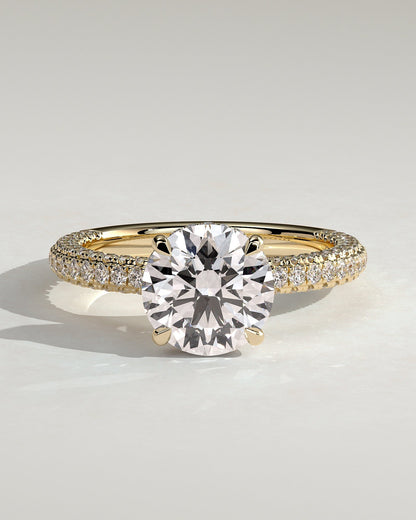 Round Halo, Pave & Split Shank Engagement Ring – 1.93 CT Lab Grown Diamond