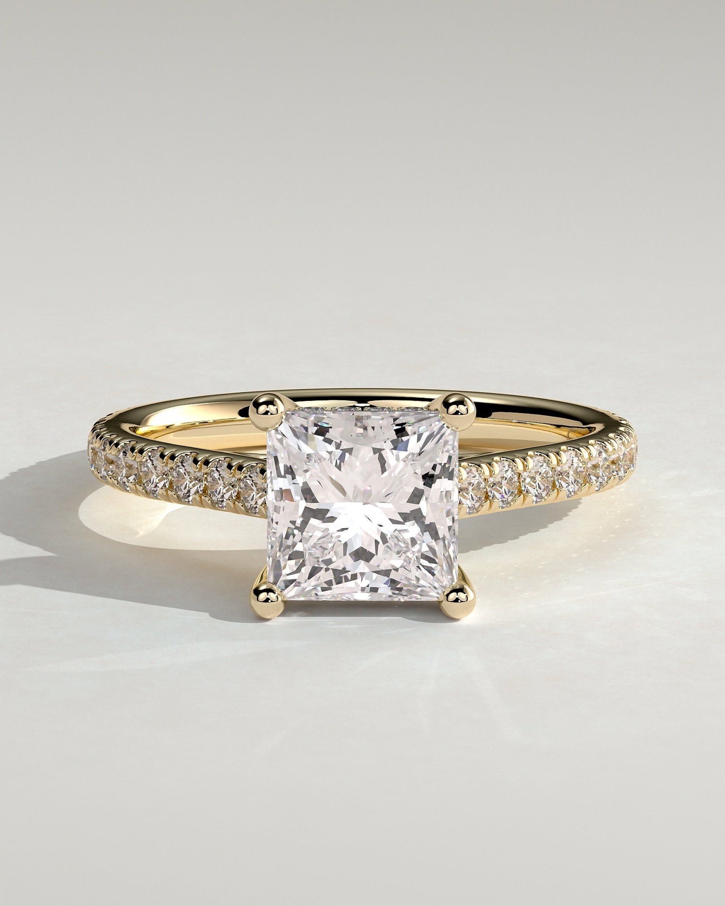 Round Halo, Pave & Split Shank Engagement Ring – 1.93 CT Lab Grown Diamond