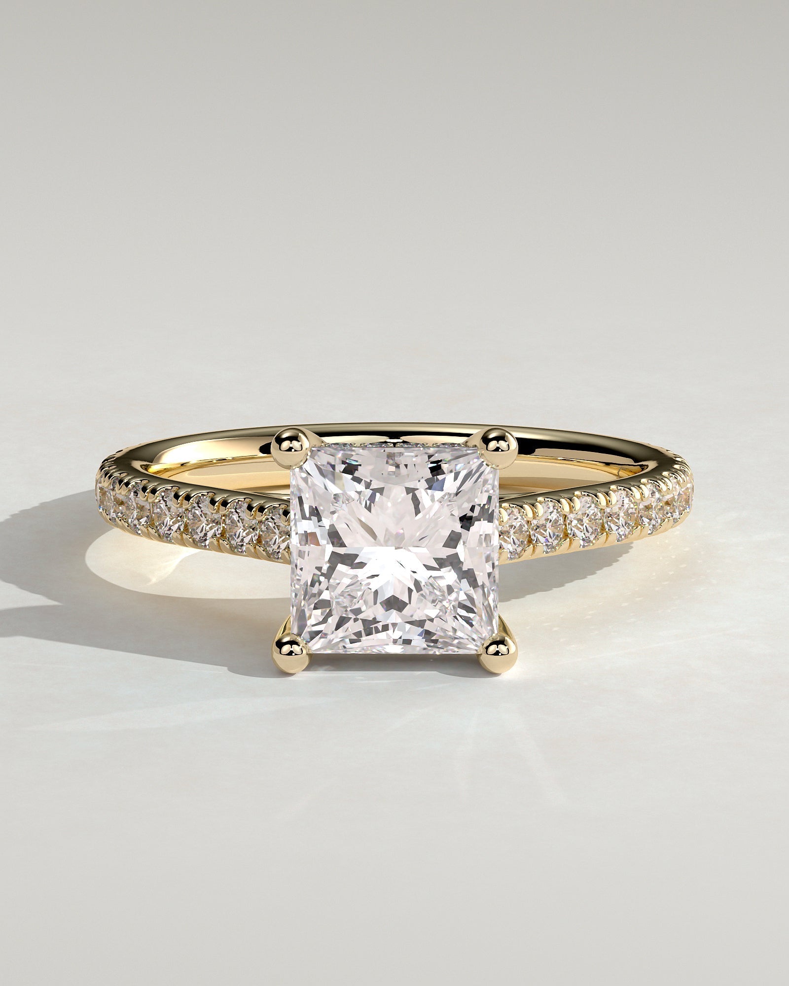Round Halo, Pave & Split Shank Engagement Ring – 1.93 CT Lab Grown Diamond