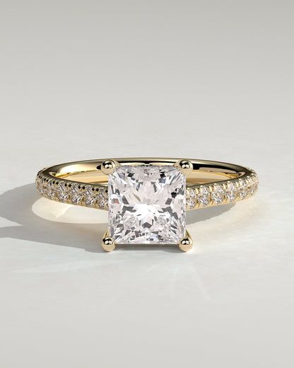 Round Halo, Pave & Split Shank Engagement Ring – 1.93 CT Lab Grown Diamond