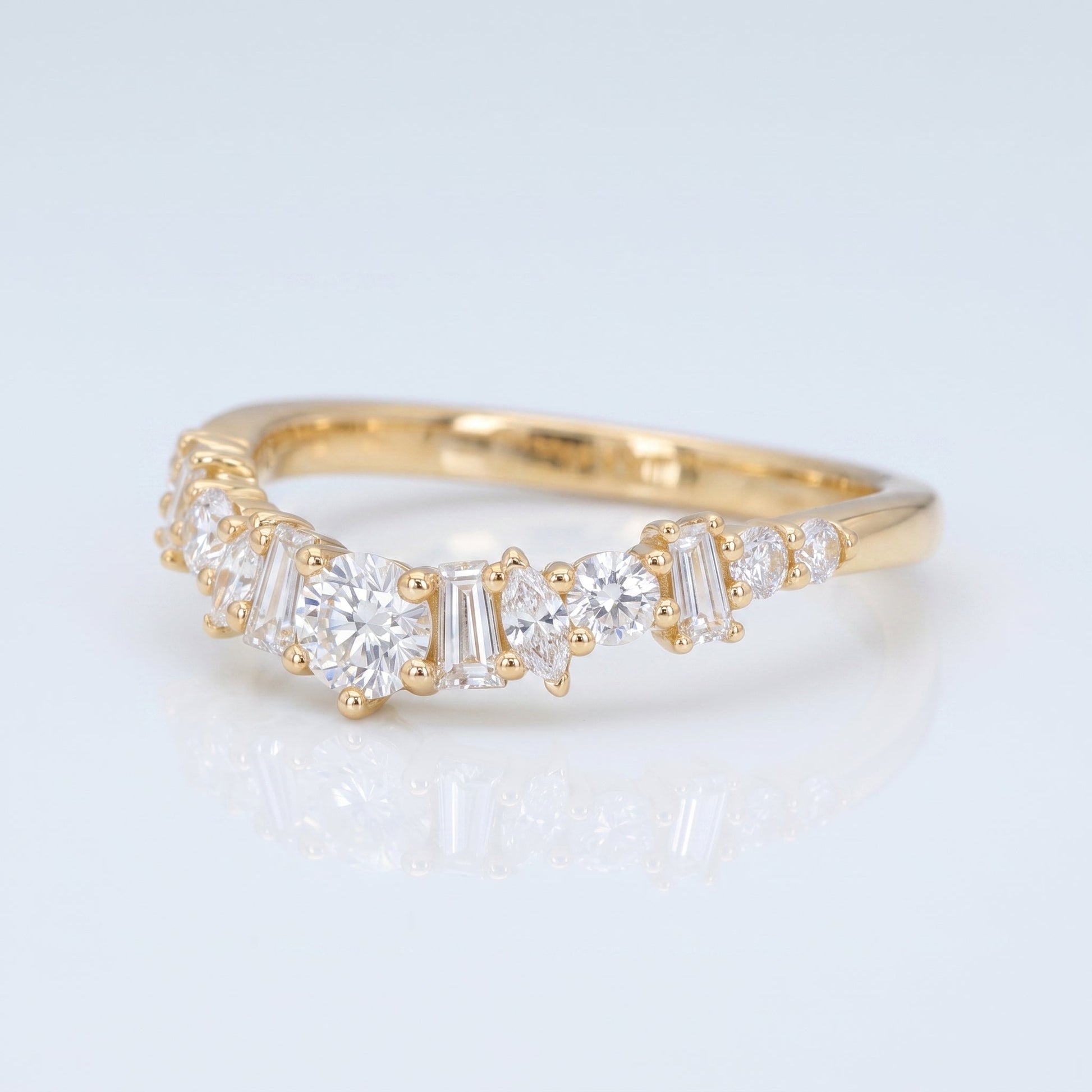 0.2 TCW Round Diamond Half Eternity DEF/VVS Lab Grown Wedding Band