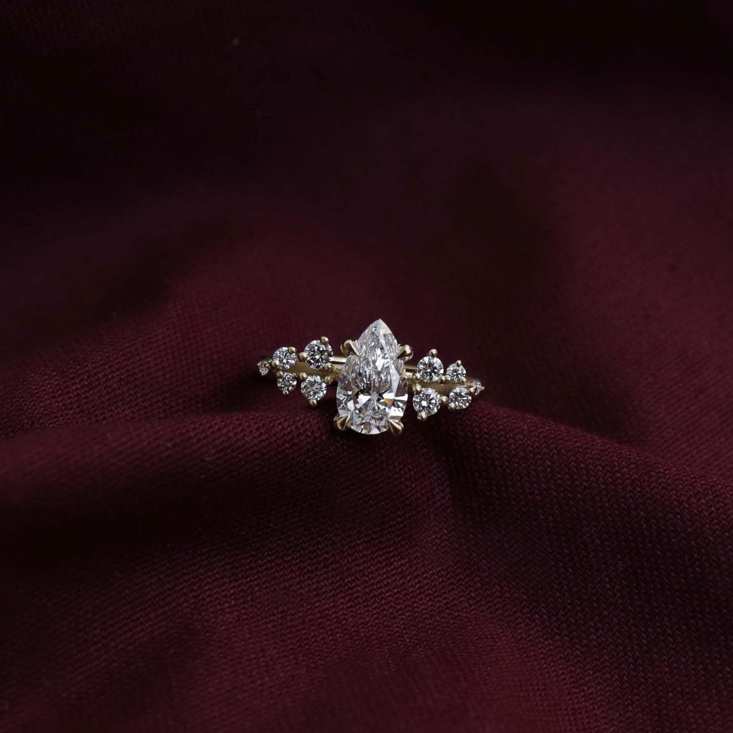 Marquise Cut Cluster Styled Lab Grown Diamond Engagement Ring