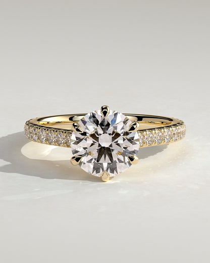 Round Halo, Pave & Split Shank Engagement Ring – 1.93 CT Lab Grown Diamond