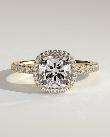 Round Halo, Pave & Split Shank Engagement Ring – 1.93 CT Lab Grown Diamond
