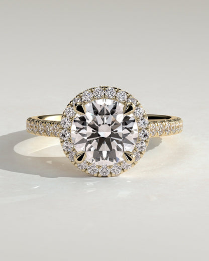 Round Halo, Pave & Split Shank Engagement Ring – 1.93 CT Lab Grown Diamond