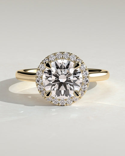 Round Halo, Pave & Split Shank Engagement Ring – 1.93 CT Lab Grown Diamond