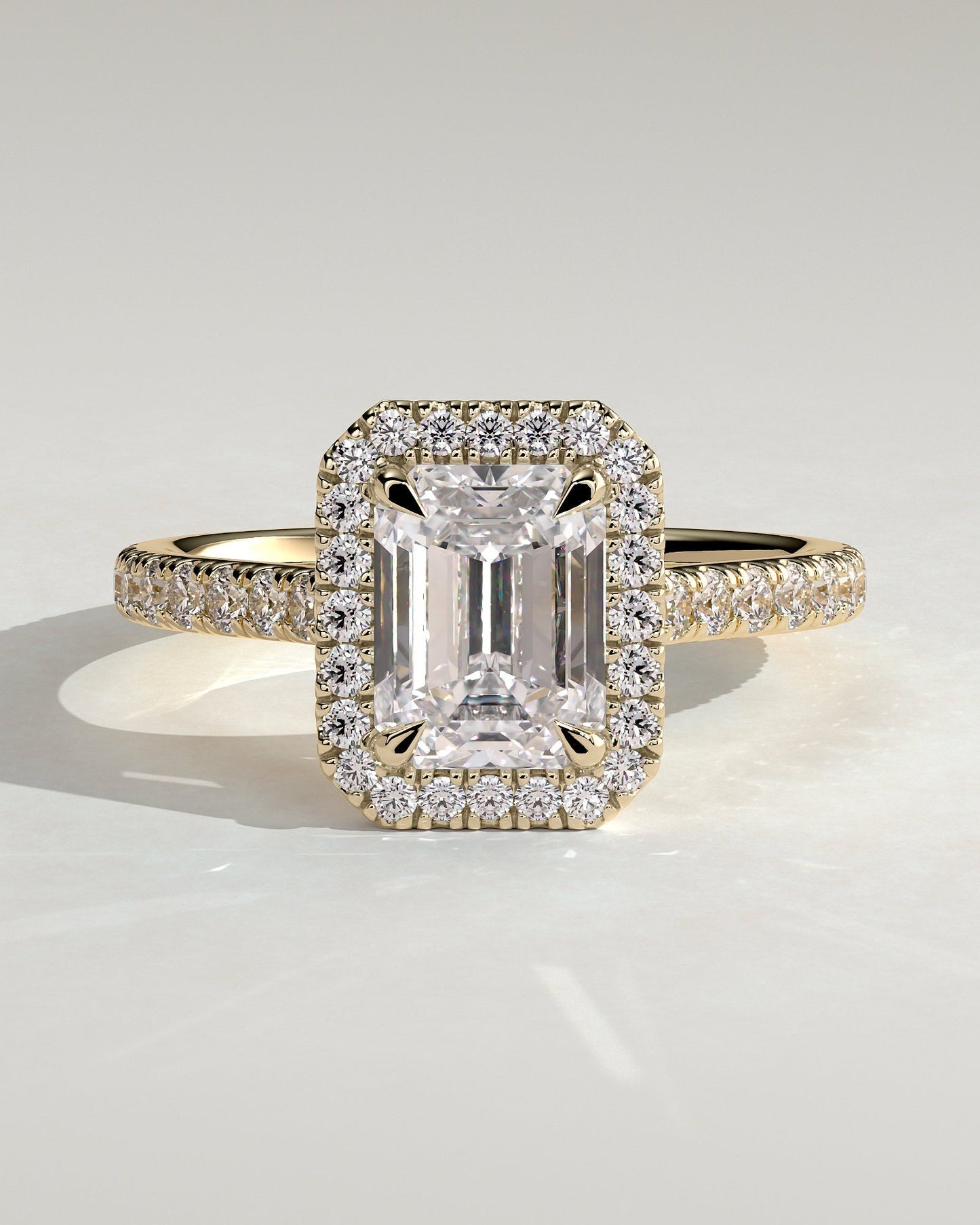 Round Halo, Pave & Split Shank Engagement Ring – 1.93 CT Lab Grown Diamond