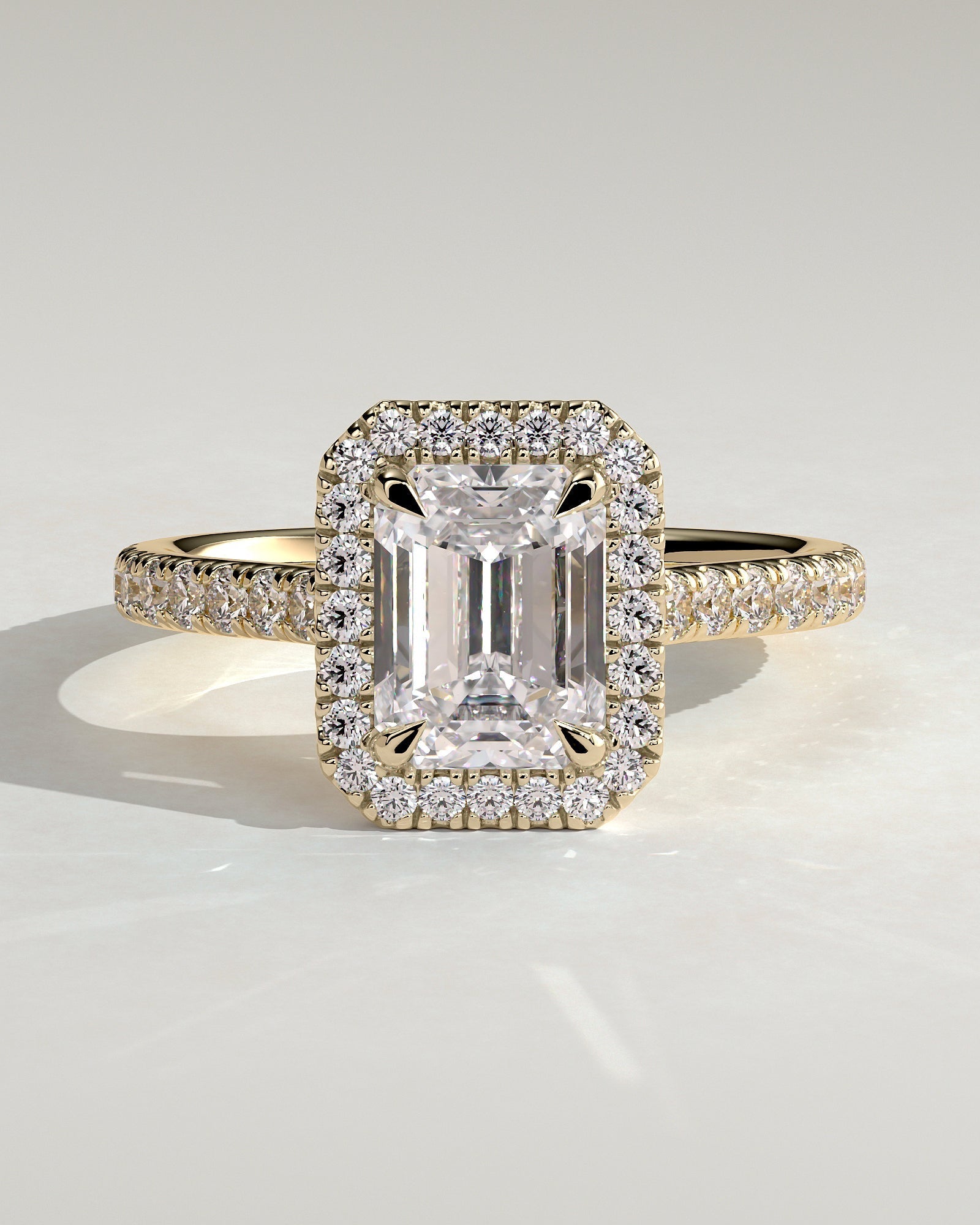 Round Halo, Pave & Split Shank Engagement Ring – 1.93 CT Lab Grown Diamond