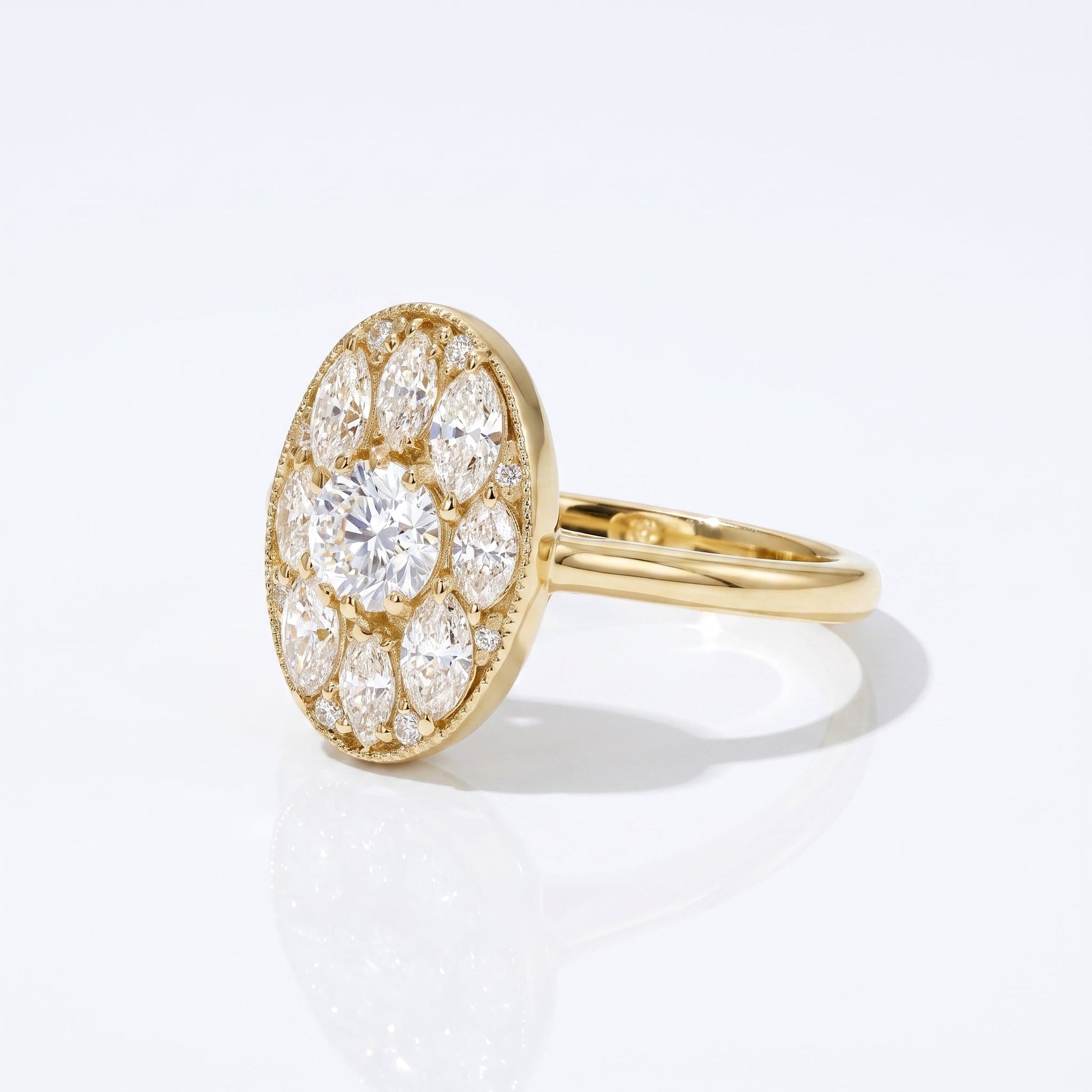 Marquise Swirl Solitaire Engagement Ring – 1 CT Lab Grown Diamond