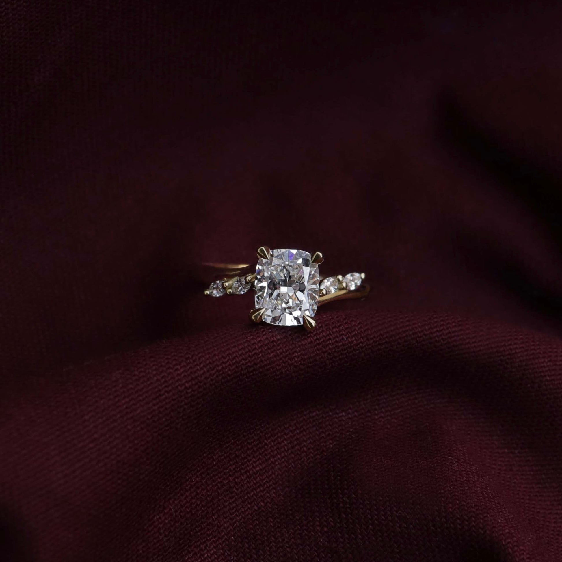 Marquise Cut Cluster Styled Lab Grown Diamond Engagement Ring
