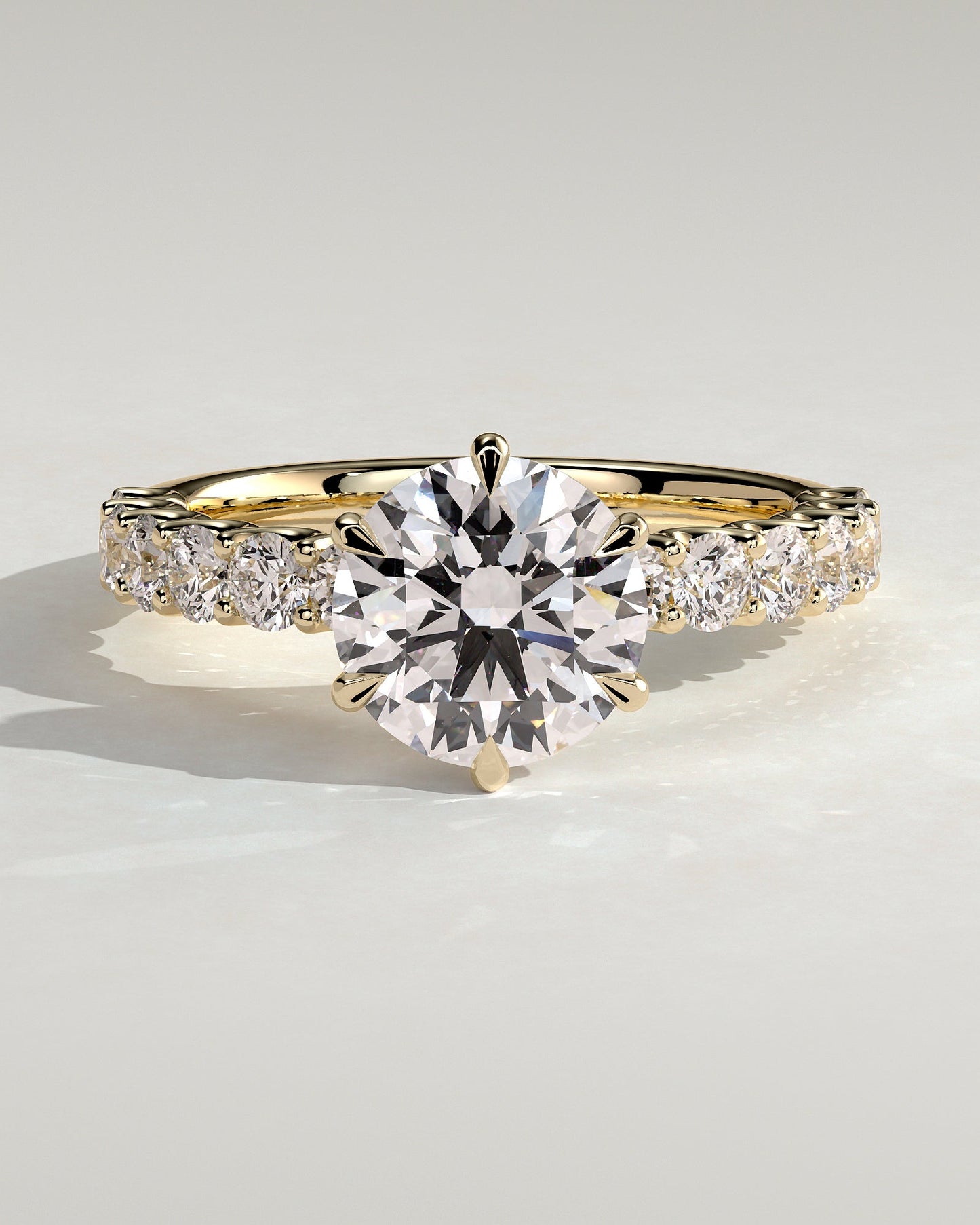 Round Halo, Pave & Split Shank Engagement Ring – 1.93 CT Lab Grown Diamond