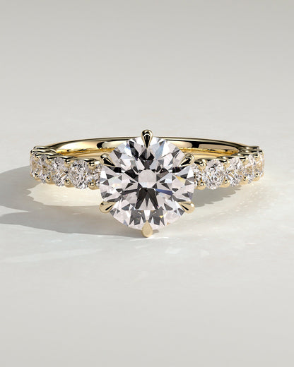 Round Halo, Pave & Split Shank Engagement Ring – 1.93 CT Lab Grown Diamond