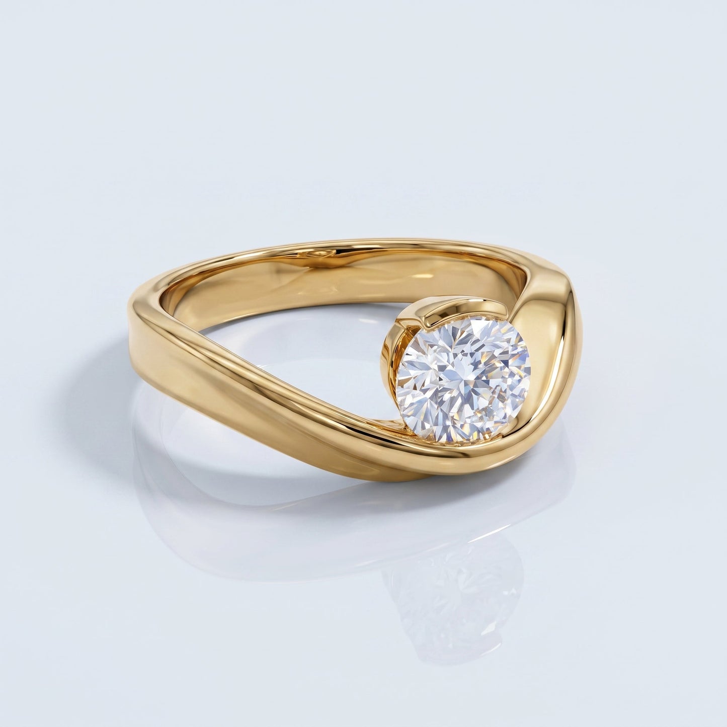Marquise Swirl Solitaire Engagement Ring – 1 CT Lab Grown Diamond
