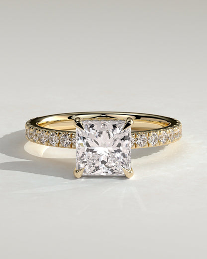 Round Halo, Pave & Split Shank Engagement Ring – 1.93 CT Lab Grown Diamond