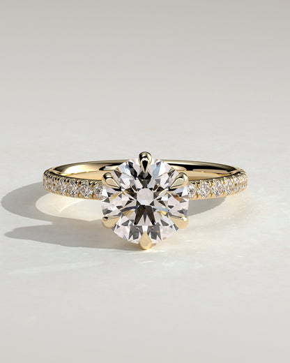 Round Halo, Pave & Split Shank Engagement Ring – 1.93 CT Lab Grown Diamond