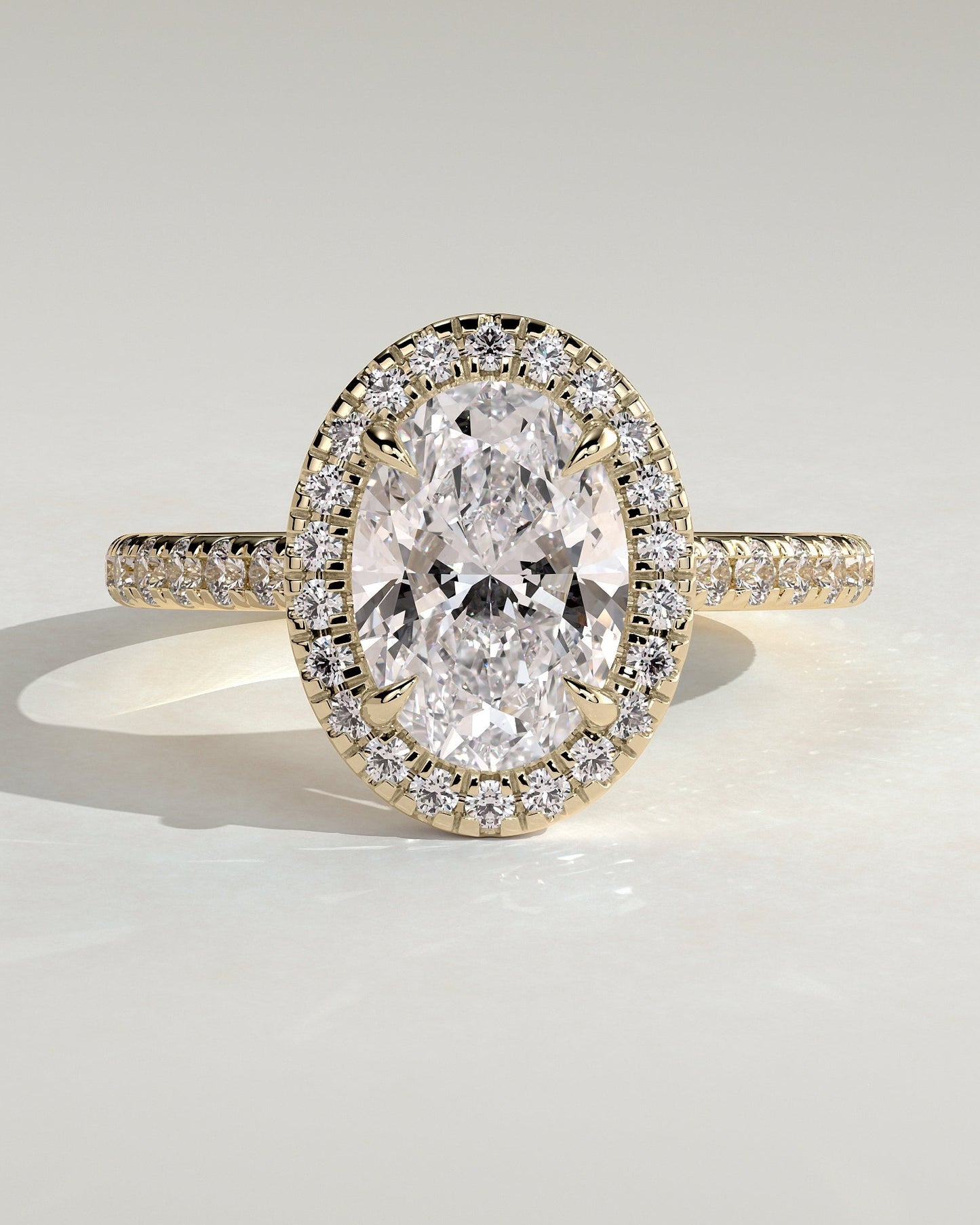 Round Halo, Pave & Split Shank Engagement Ring – 1.93 CT Lab Grown Diamond