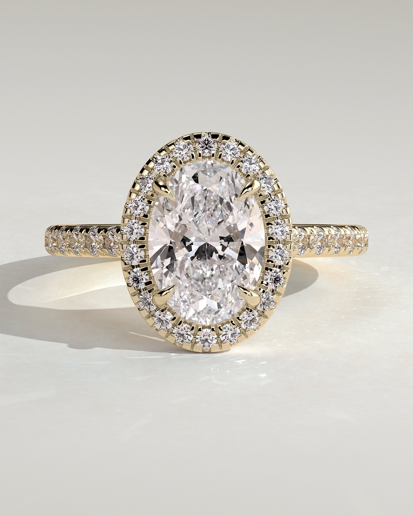 Round Halo, Pave & Split Shank Engagement Ring – 1.93 CT Lab Grown Diamond