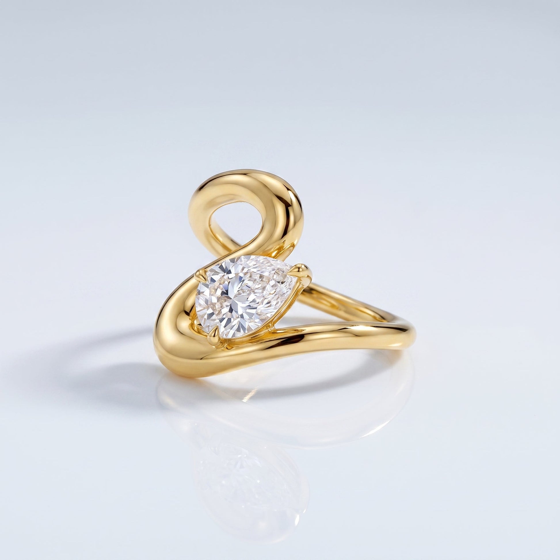 Marquise Swirl Solitaire Engagement Ring – 1 CT Lab Grown Diamond