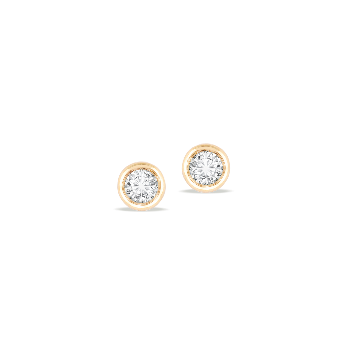 0.20 TCW Round Cut Moissanite Bezel Stud Earrings in Gold 1