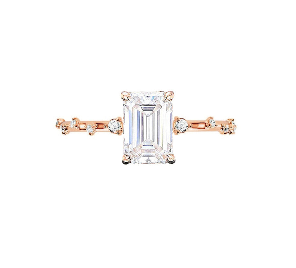 Marquise Shaped Three Stone Lab Grown Diamond Engagement Ring