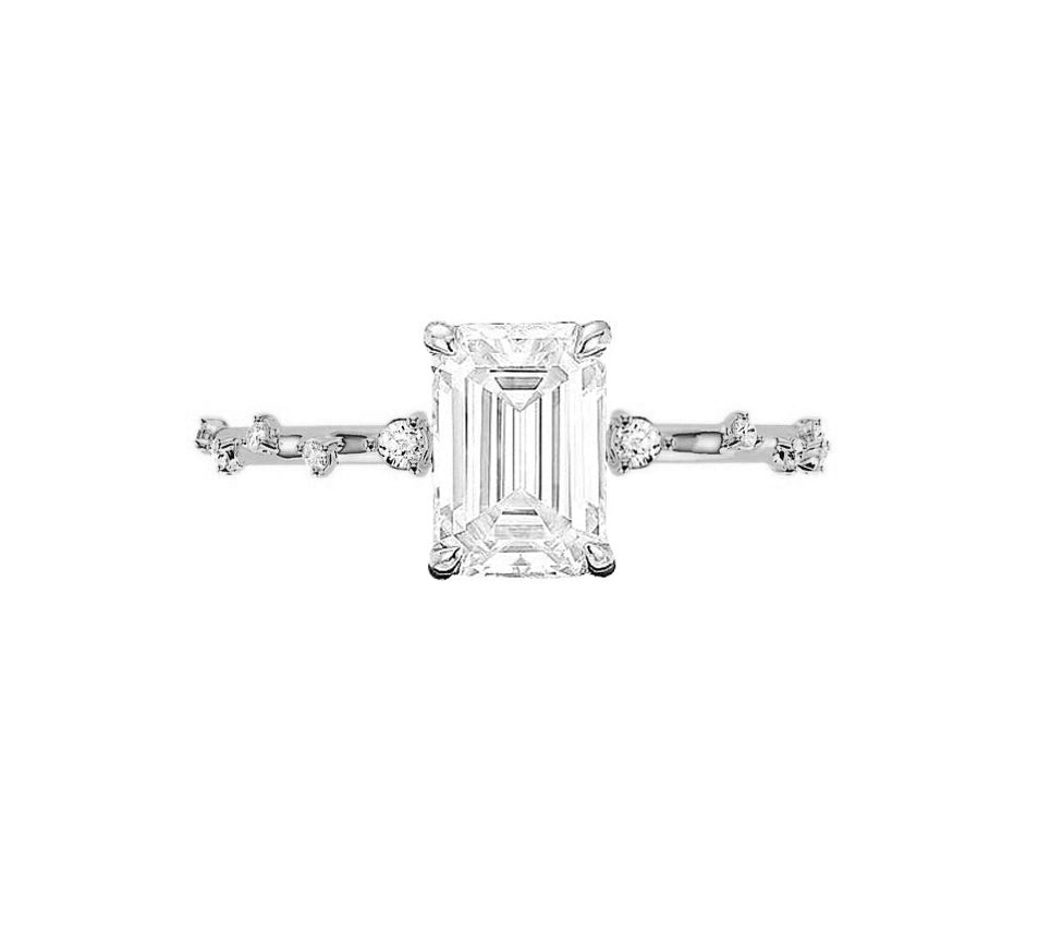 Marquise Shaped Three Stone Lab Grown Diamond Engagement Ring
