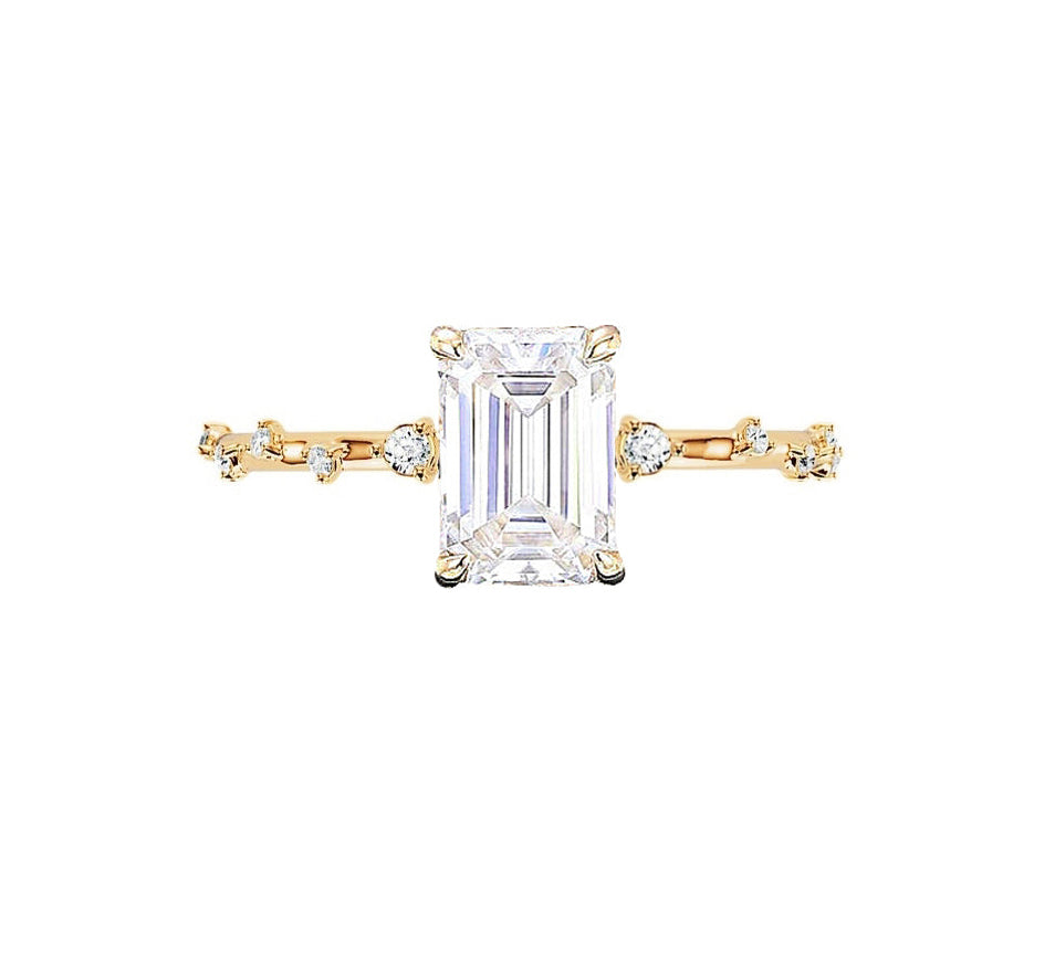 Marquise Shaped Three Stone Lab Grown Diamond Engagement Ring