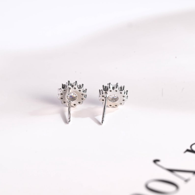 1.20 TCW Round Cut Moissanite Halo Stud Earrings in Gold 3