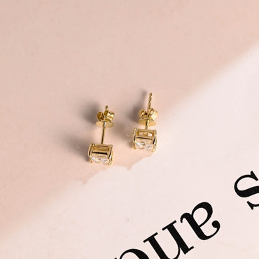0.70 TCW Princess Cut Moissanite Stud Earrings in Gold 10