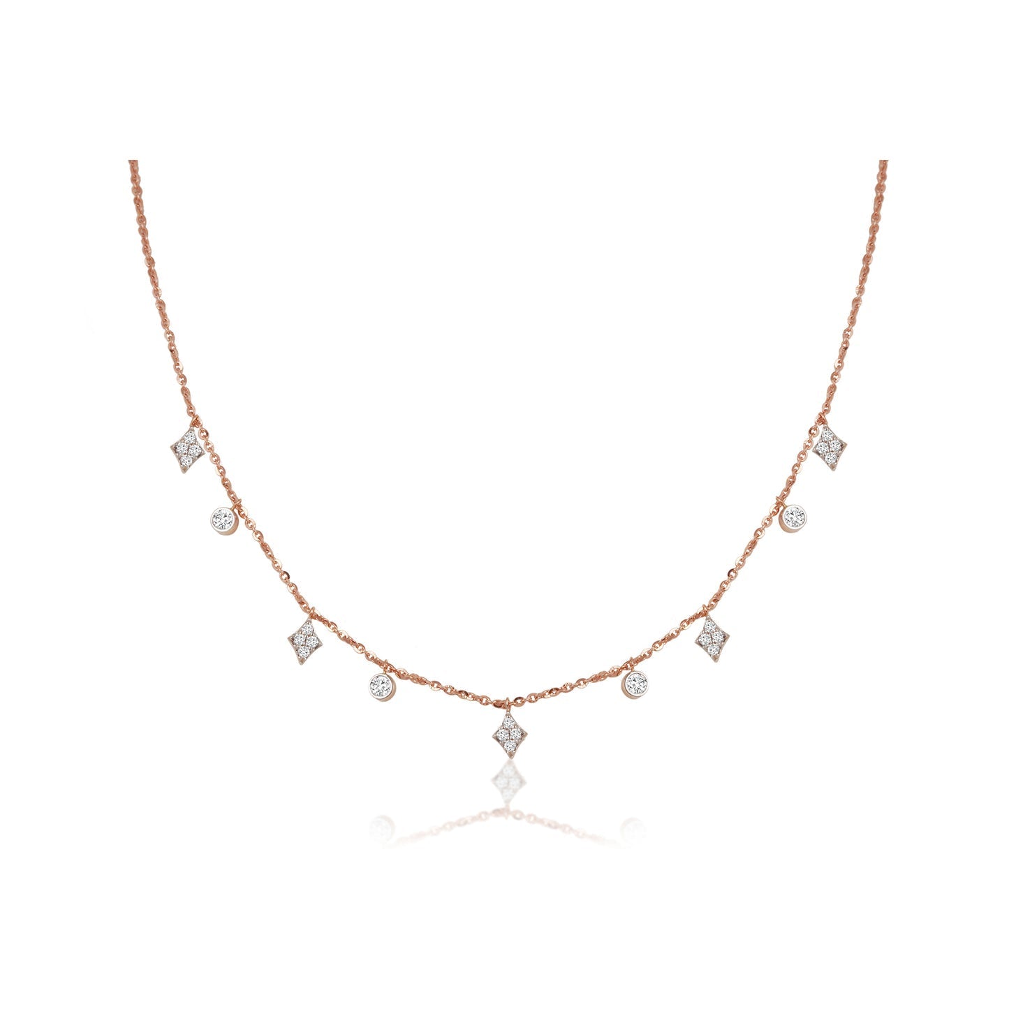 1.0 TCW Round Moissanite Diamond Necklace in Solid Gold 1