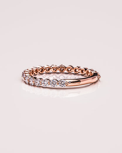 0.88 TCW Round Cut Half Eternity Lab Grown Diamond Wedding Band