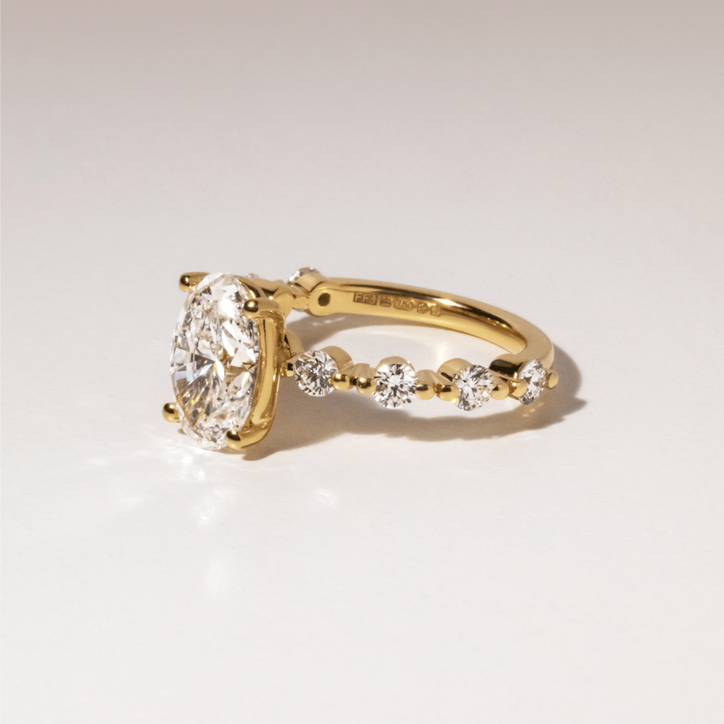 Marquise Shaped Three Stone Lab Grown Diamond Engagement Ring