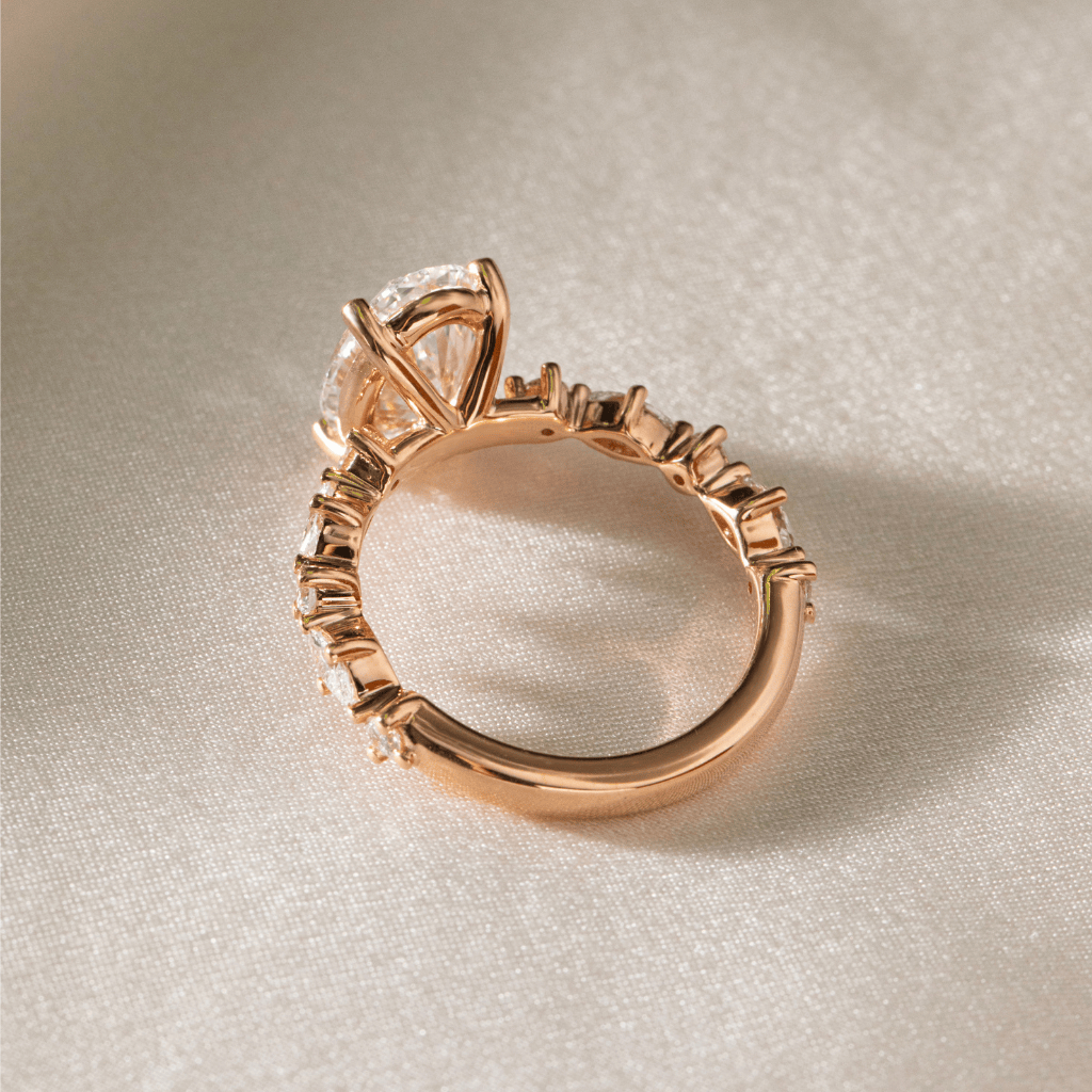 Marquise Shaped Three Stone Lab Grown Diamond Engagement Ring