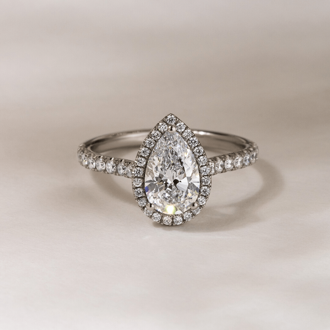 Marquise Shaped Three Stone Lab Grown Diamond Engagement Ring