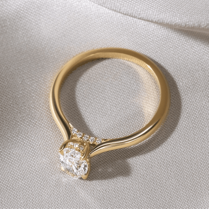 Marquise Shaped Three Stone Lab Grown Diamond Engagement Ring