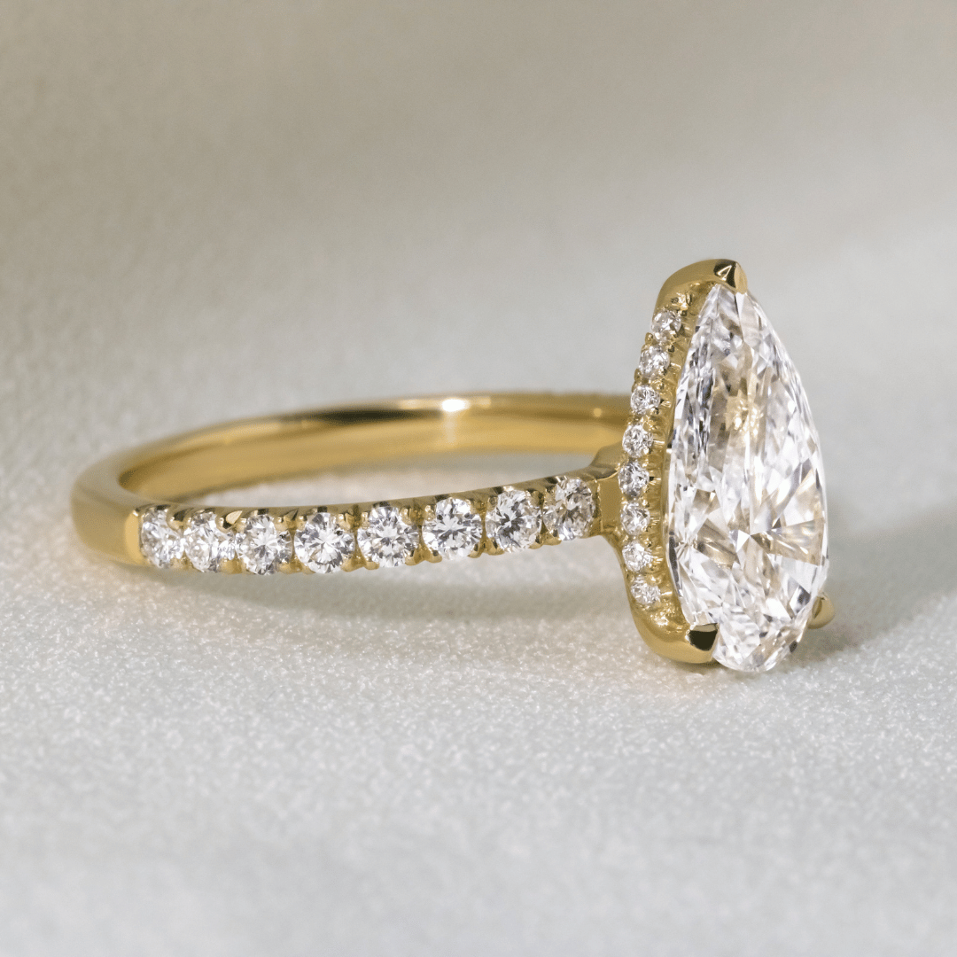 Marquise Shaped Three Stone Lab Grown Diamond Engagement Ring