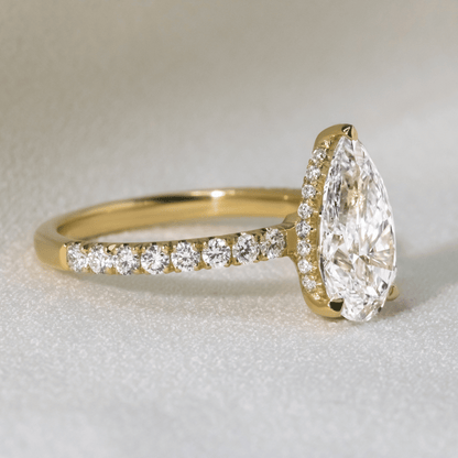 Marquise Shaped Three Stone Lab Grown Diamond Engagement Ring